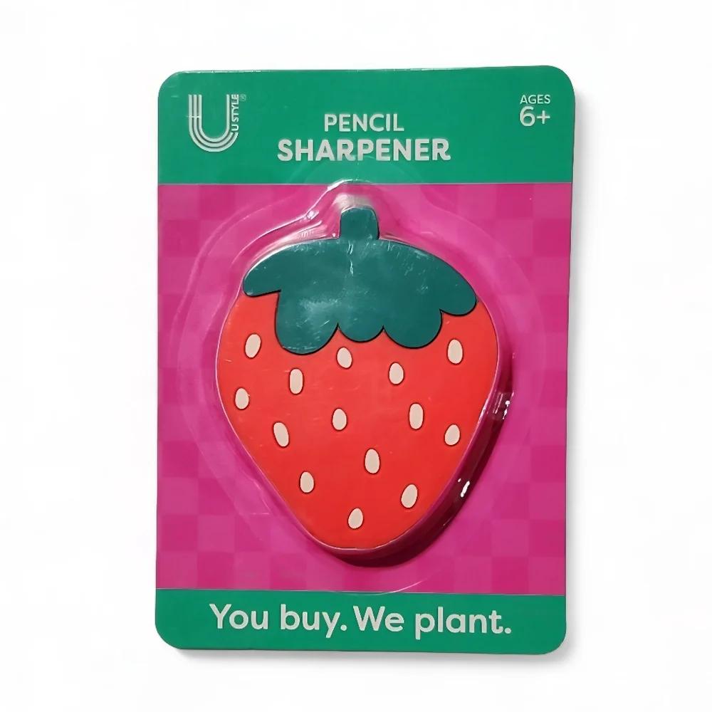U Style Novelty Shaped Pencil Sharpeners Kitty Face, Strawberry, Pink Bow